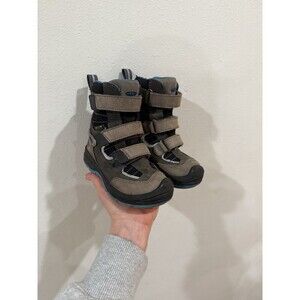 KEEN Kid's Toddler Boys Snow Troll Boots Shoes Black Size 10 Easy On Winter Gray